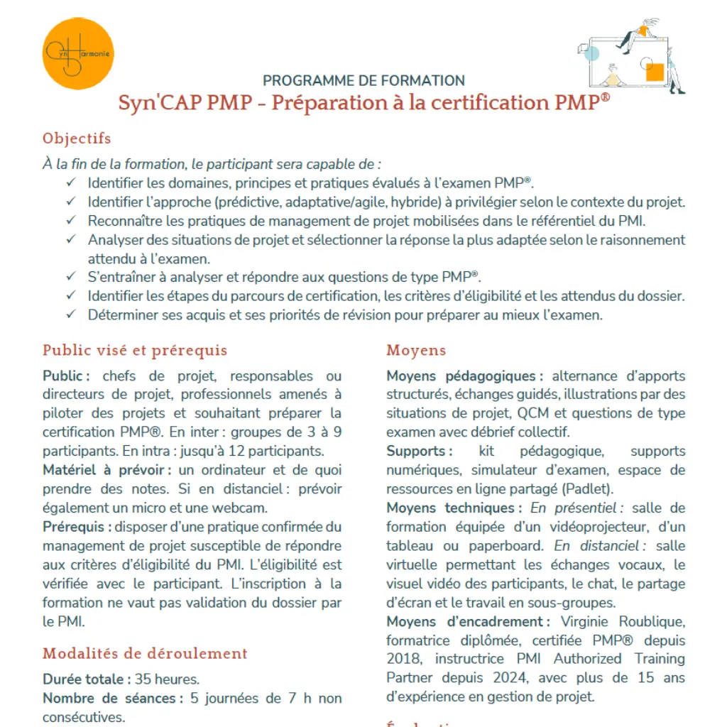 Image du programme de formation préparation à la certification PMP Syn'CAP par SynHarmonie